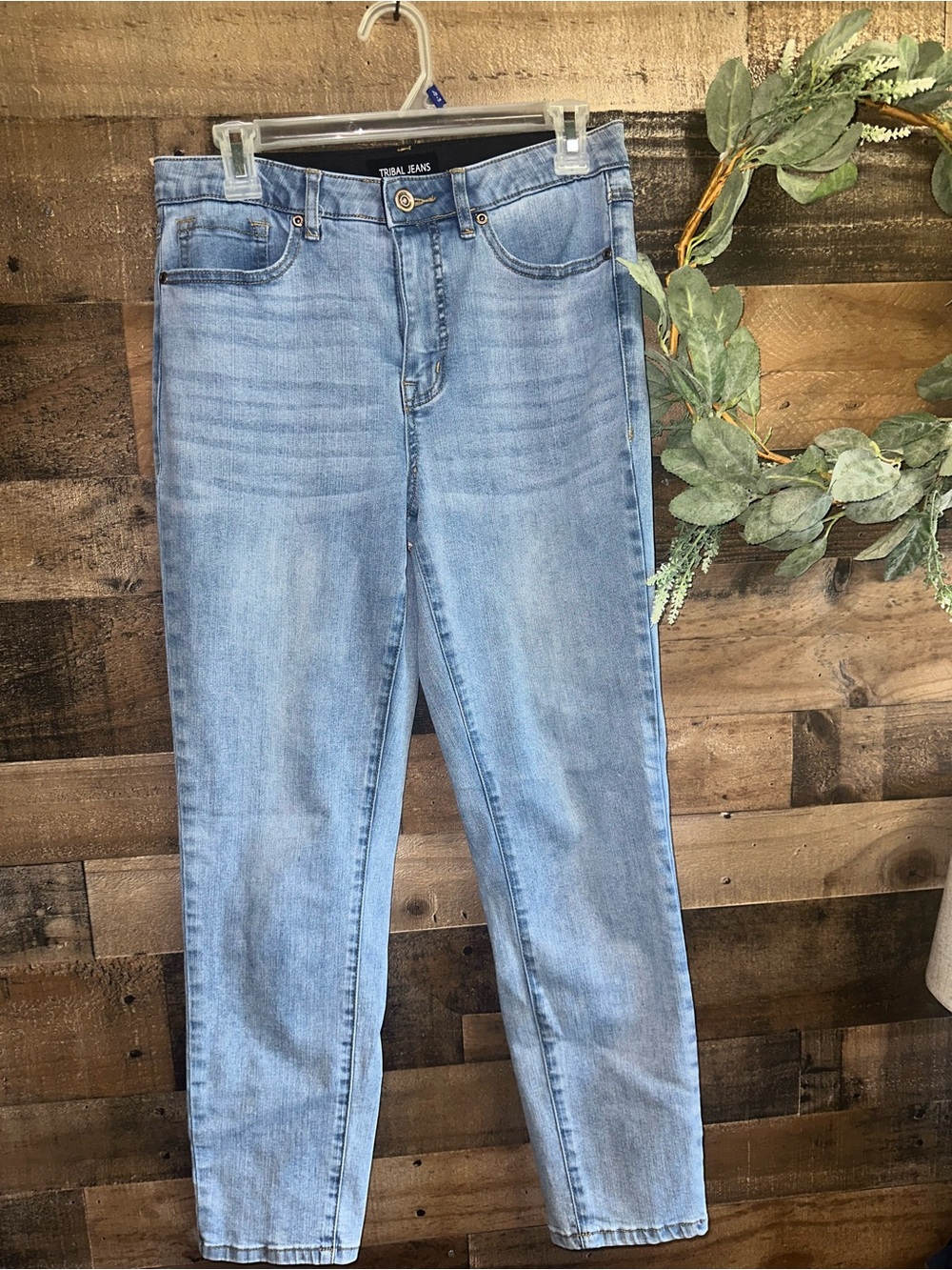 Tribal Light Wash Skinny Jeans, Size 6